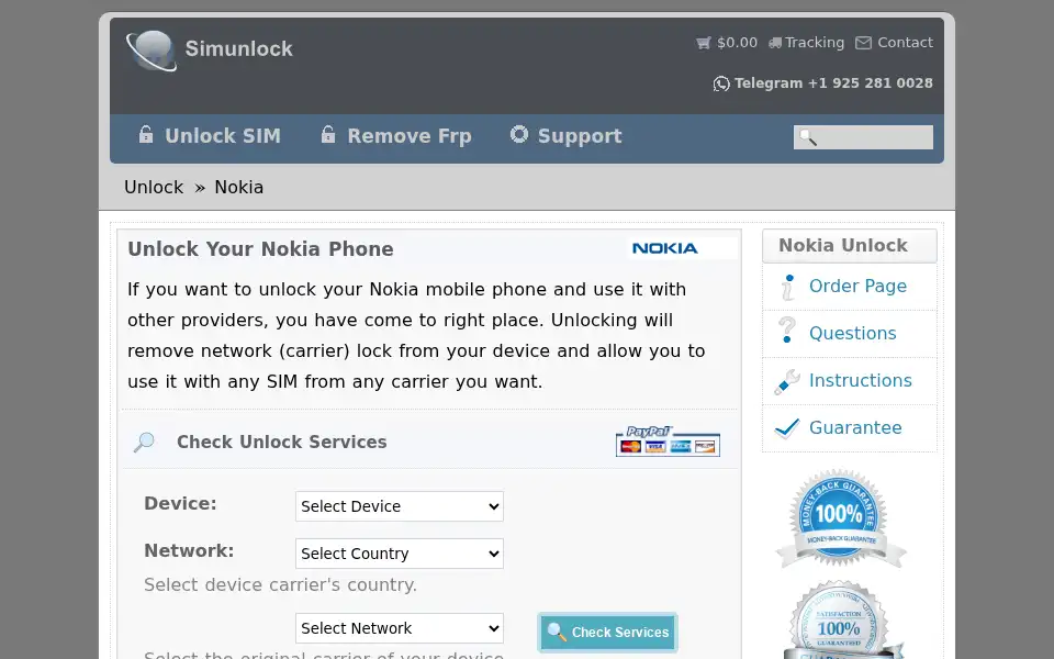 Screenshot of simunlock.com