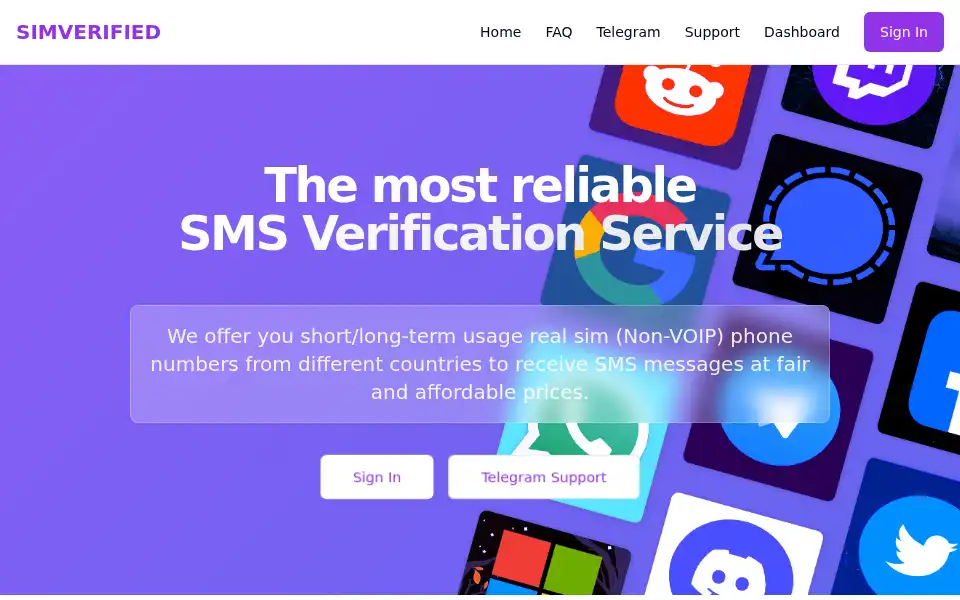 Screenshot of simverified.com
