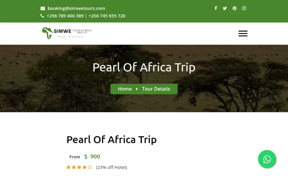 Screenshot of simwetours.com