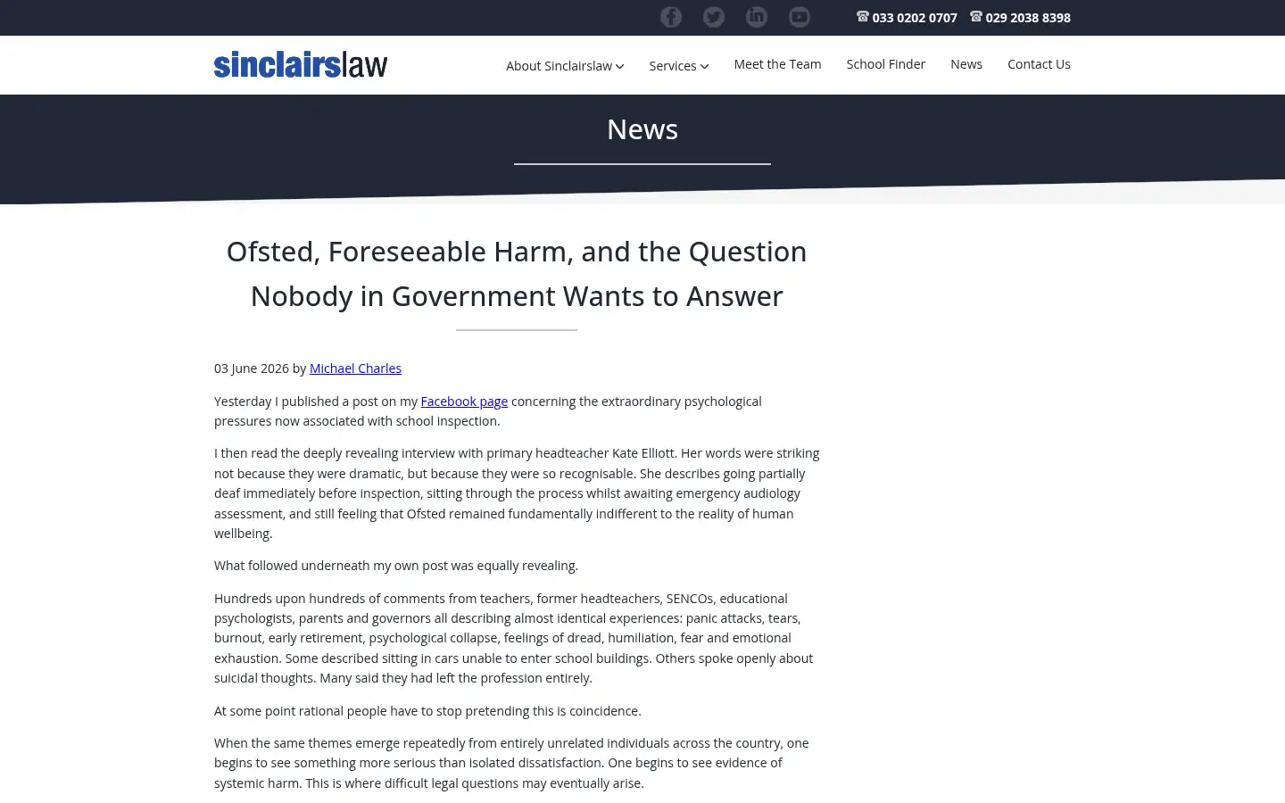 Screenshot of sinclairslaw.co.uk