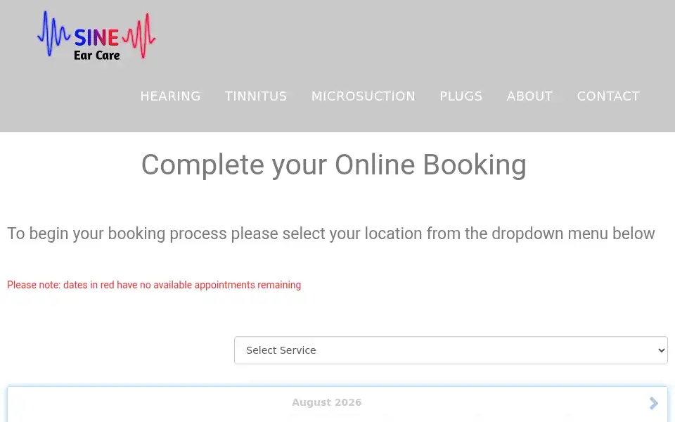 Screenshot of sine-earcare.com