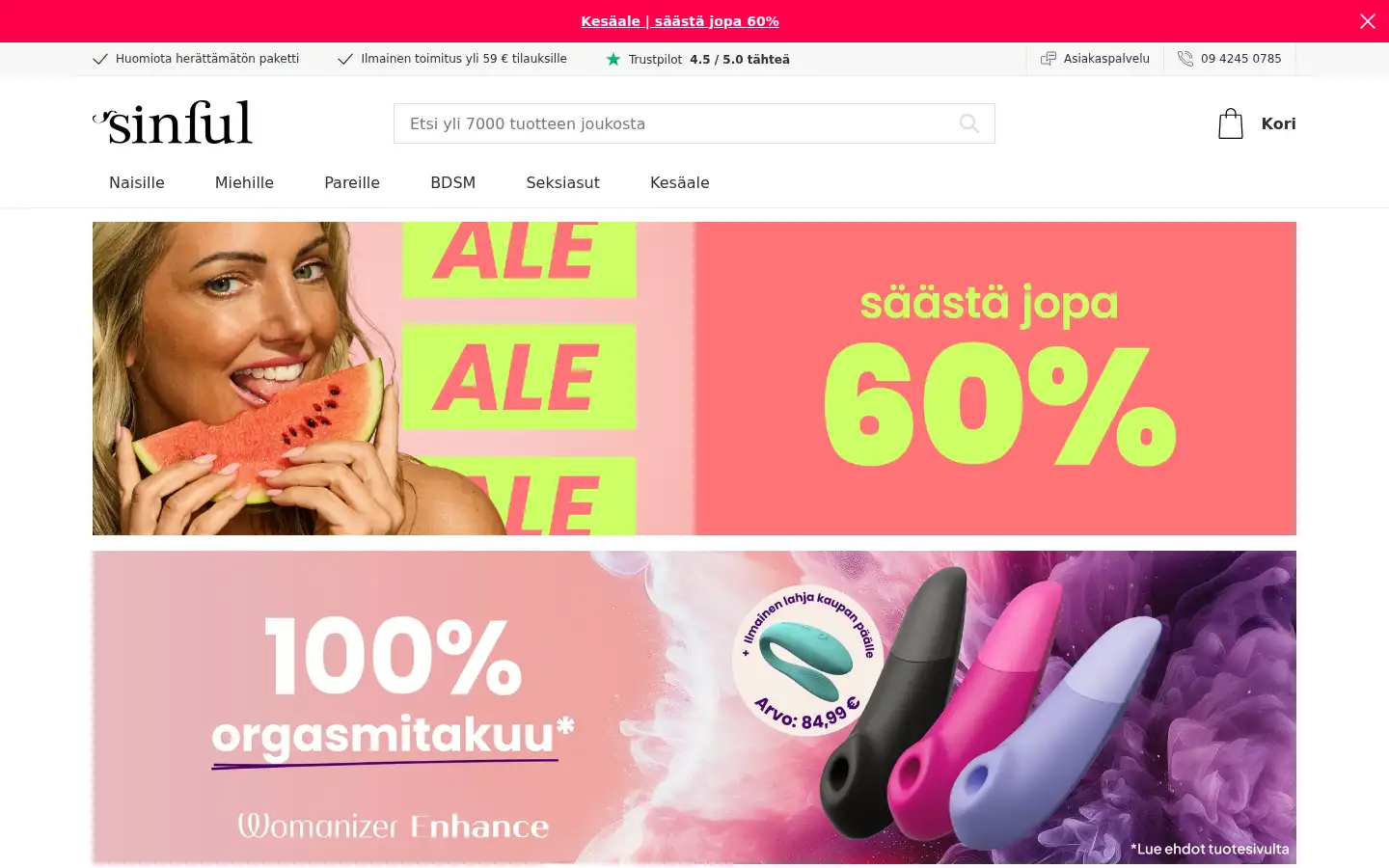 Screenshot of sinful.fi