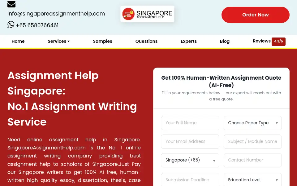 Screenshot of singaporeassignmenthelp.com
