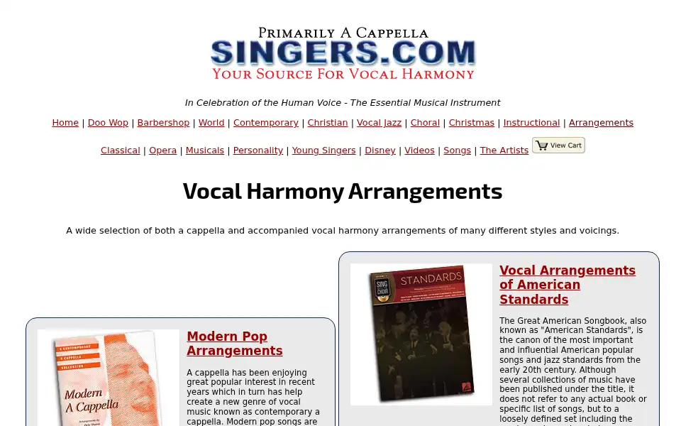 Screenshot of singers.com