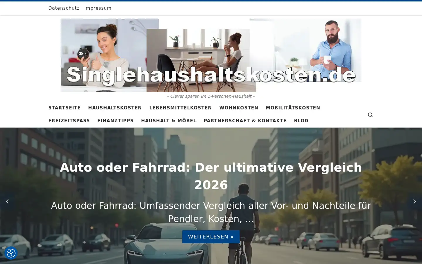 Screenshot of single-haushaltskosten.de