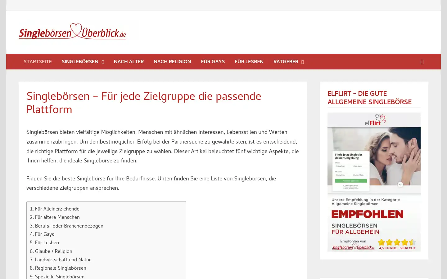 Screenshot of singleboersen-ueberblick.de