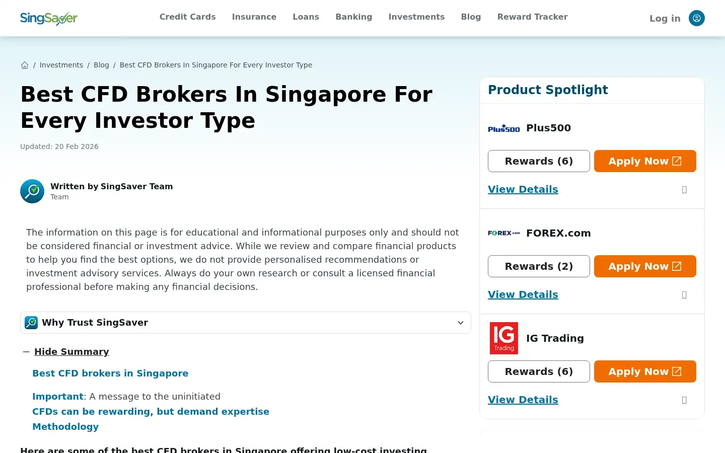 Screenshot of singsaver.com.sg