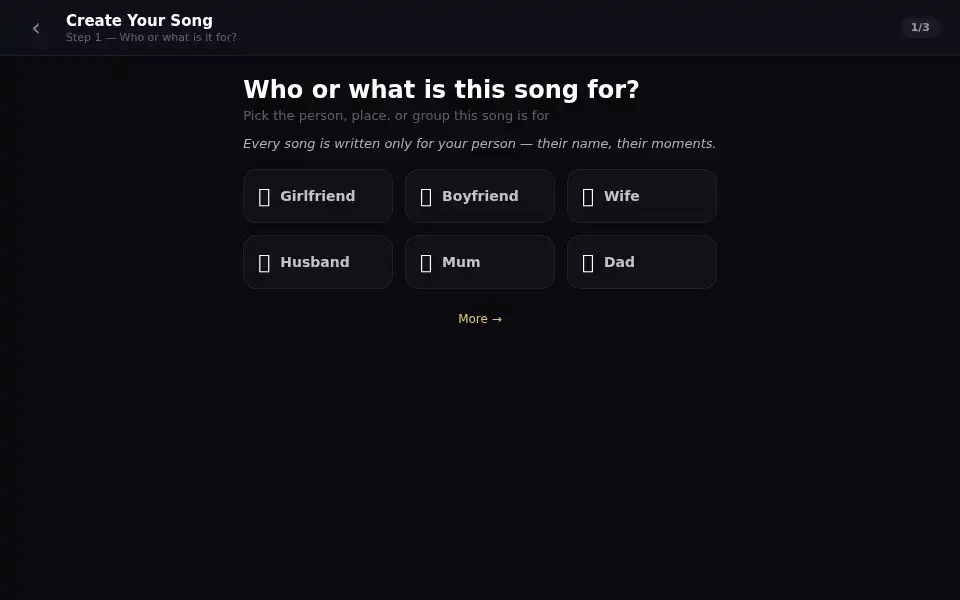 Screenshot of singyourstory.ai
