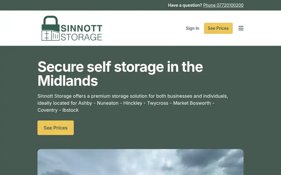 Screenshot of sinnottstorage.co.uk