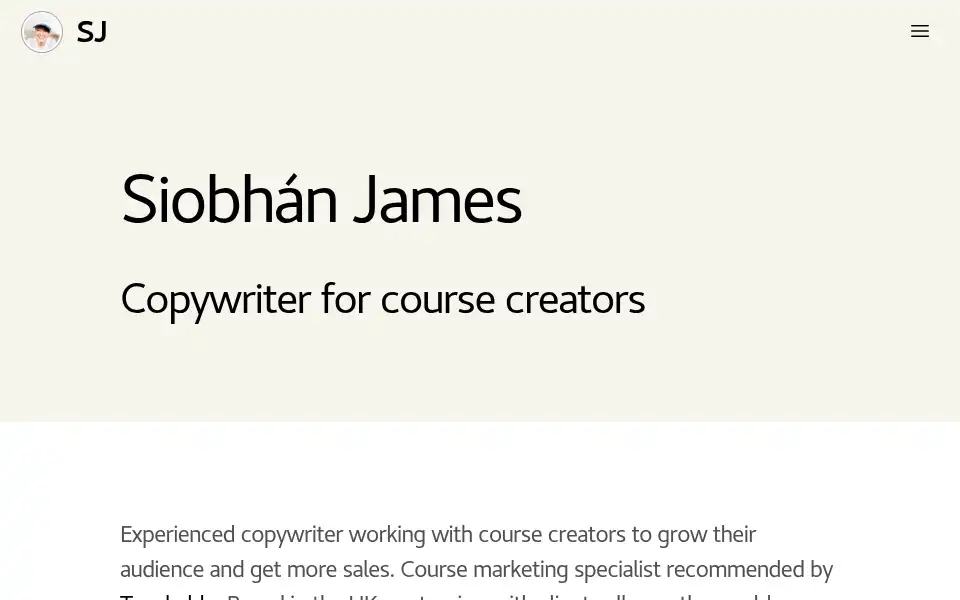 Screenshot of siobhanjames.com