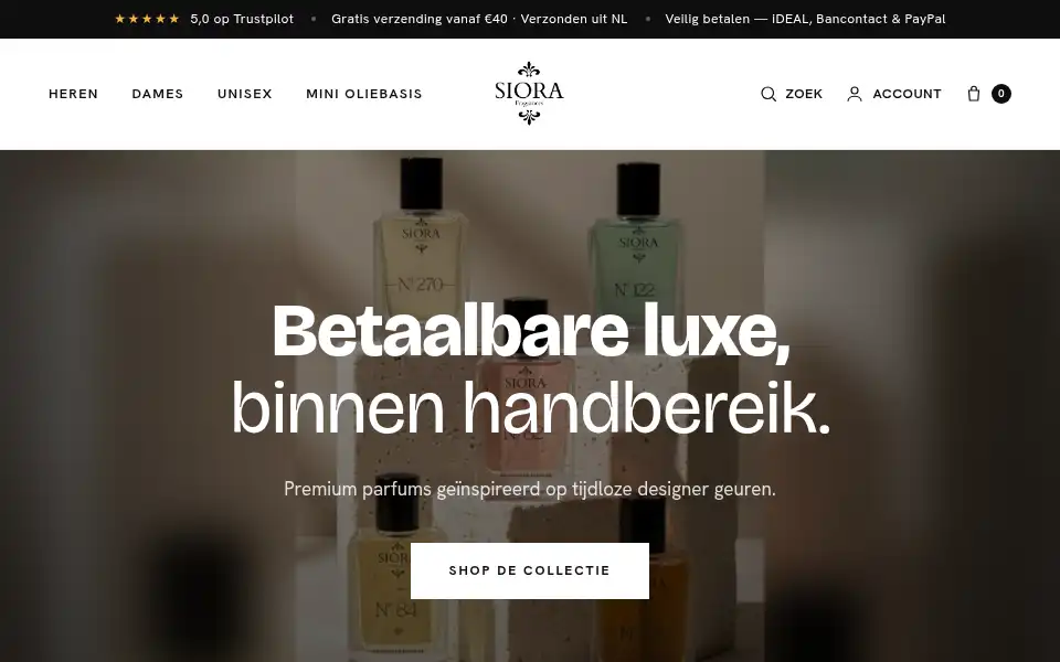 Screenshot of siorafragrances.nl