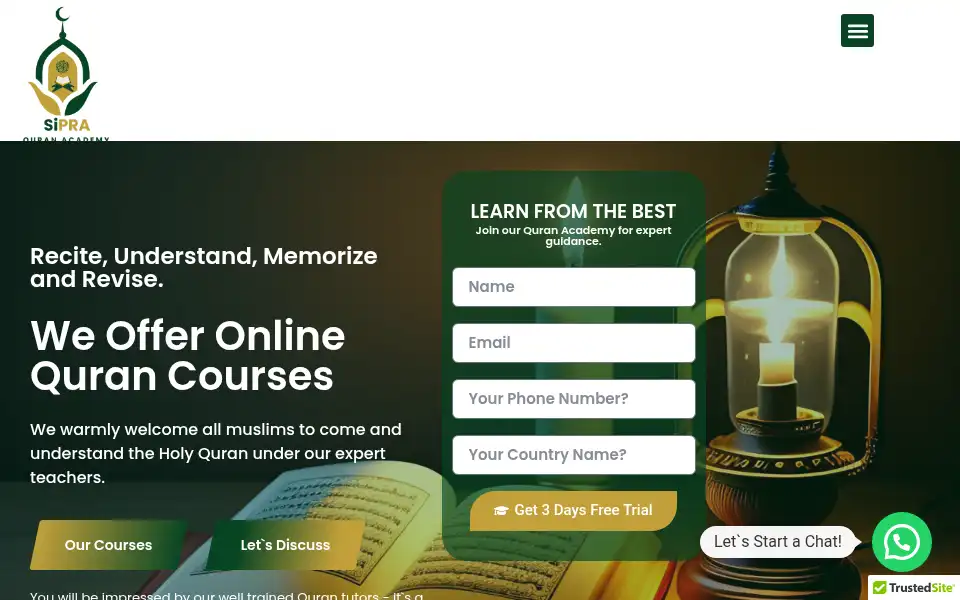 Screenshot of sipraquranacademy.com