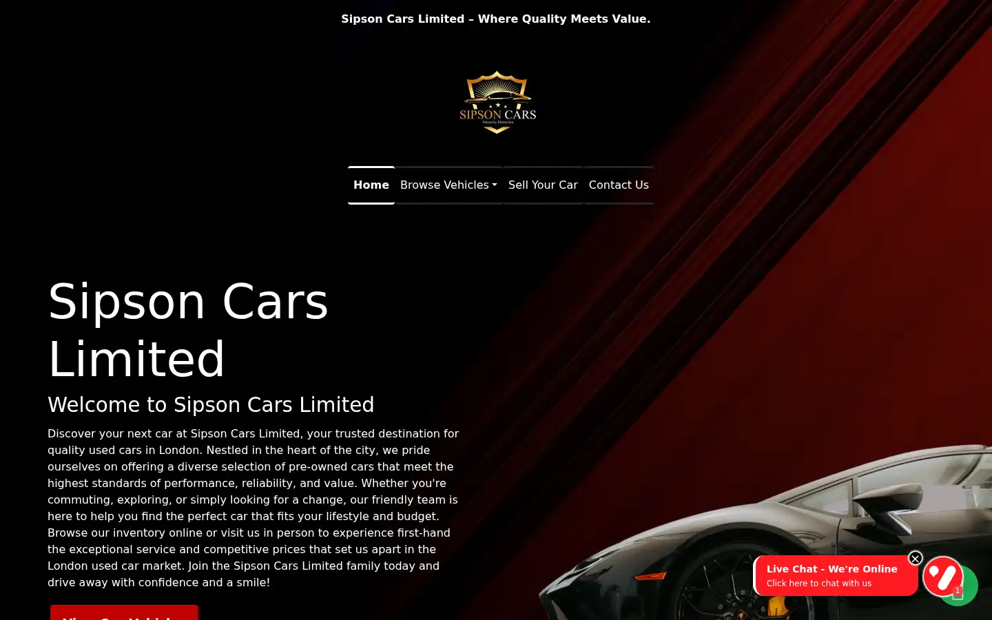 Screenshot of sipsoncars.com
