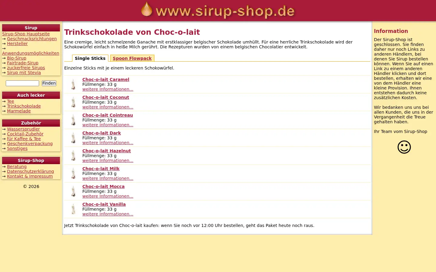 Screenshot of sirup-shop.de