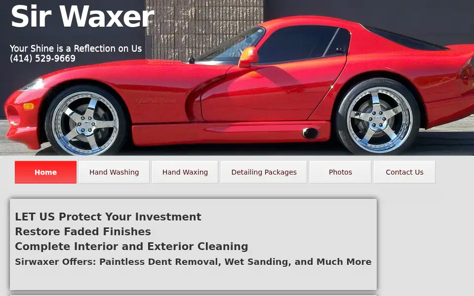 Screenshot of sirwaxer.com