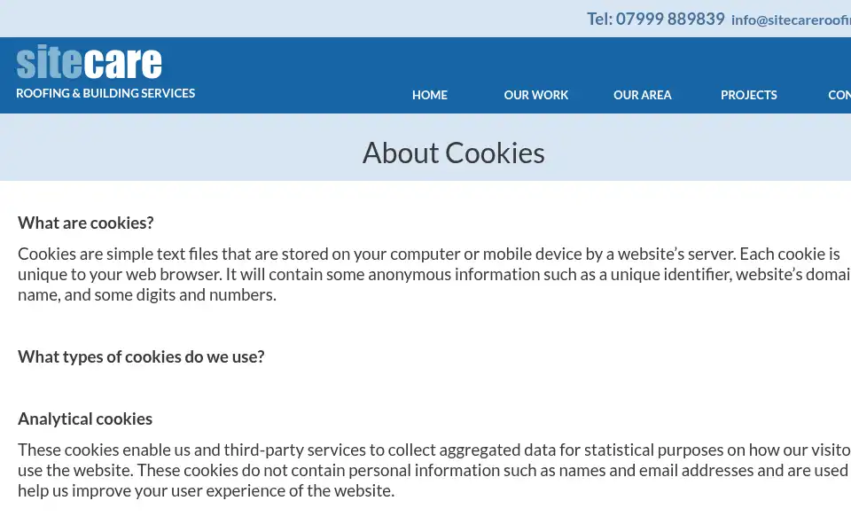 Screenshot of sitecareroofing.com