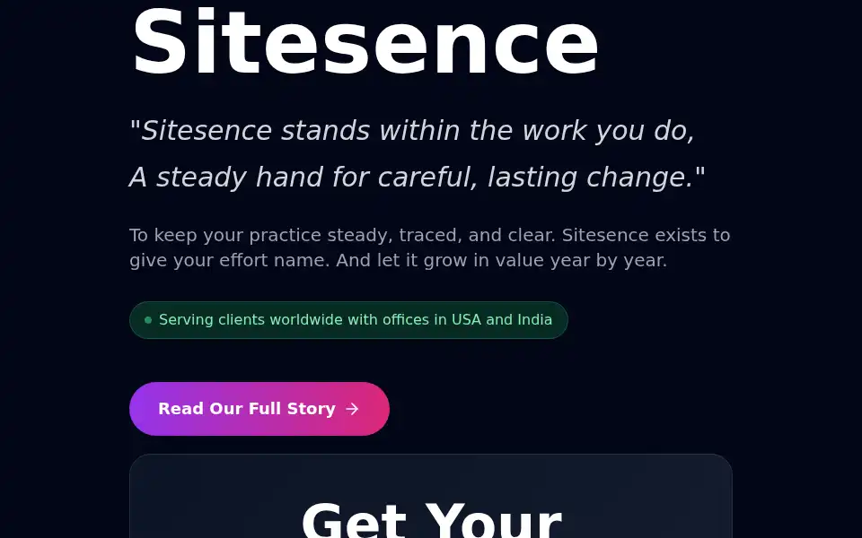 Screenshot of sitesence.com