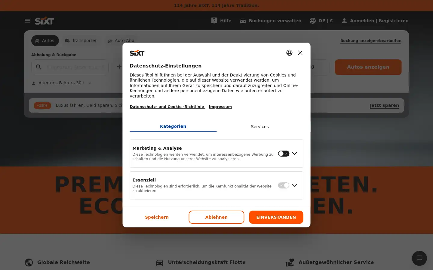 Screenshot of sixt.at
