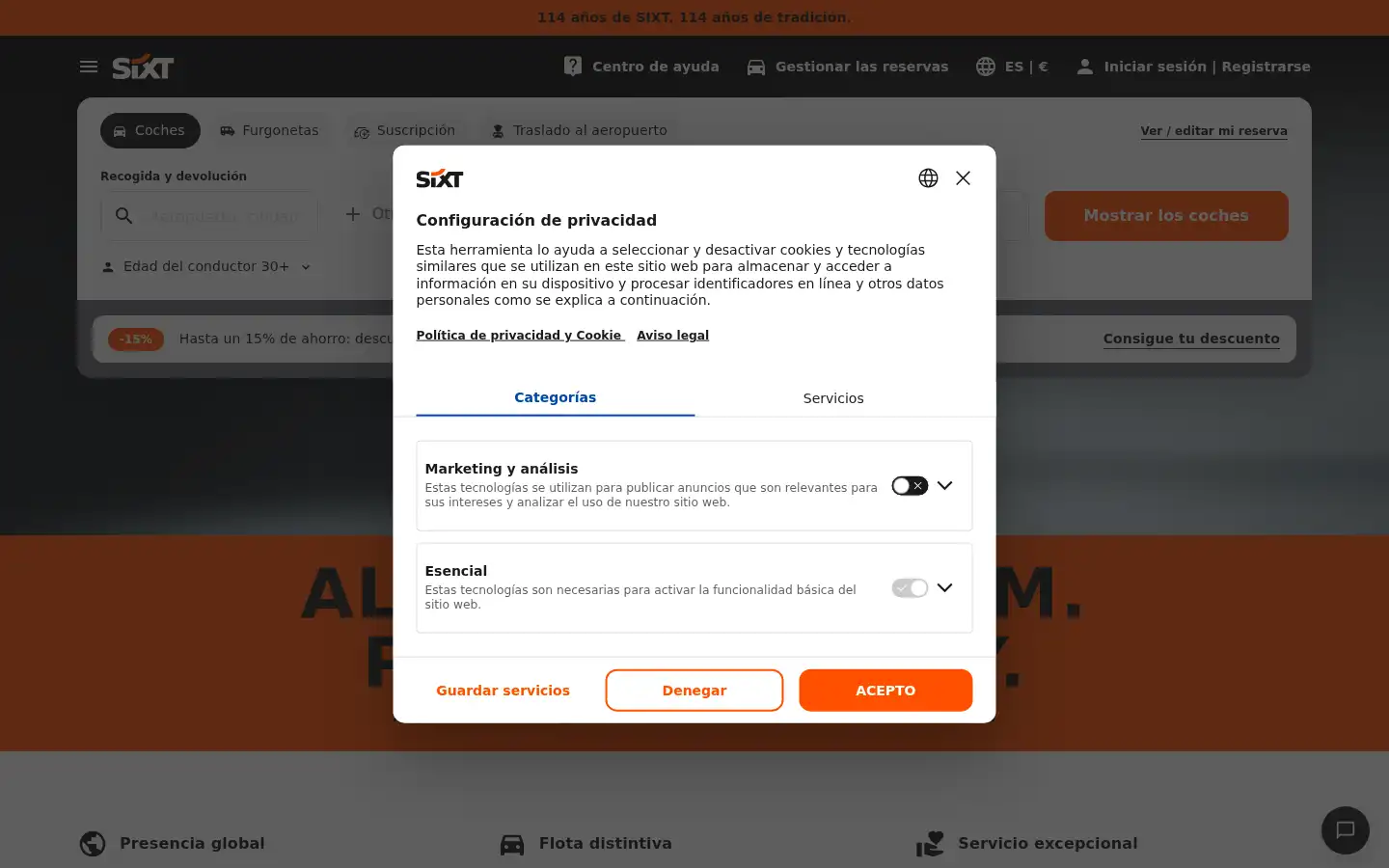 Screenshot of sixt.es