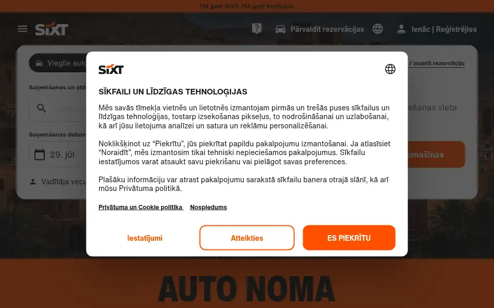 Screenshot of sixt.lv