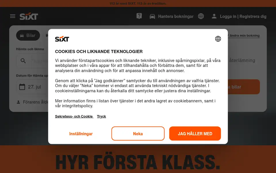 Screenshot of sixt.se