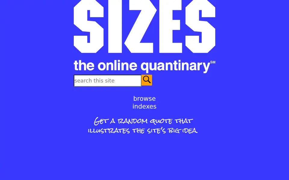 Screenshot of sizes.com
