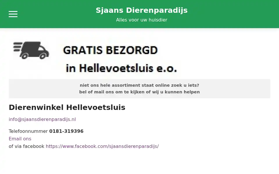 Screenshot of sjaansdierenparadijs.nl