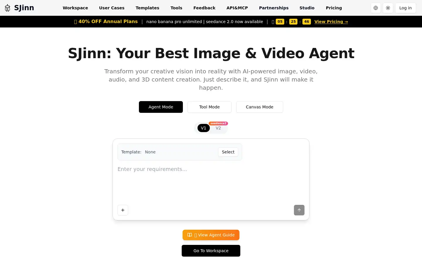 Screenshot of sjinn.ai