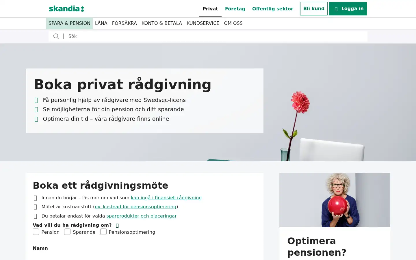 Screenshot of skandia.se