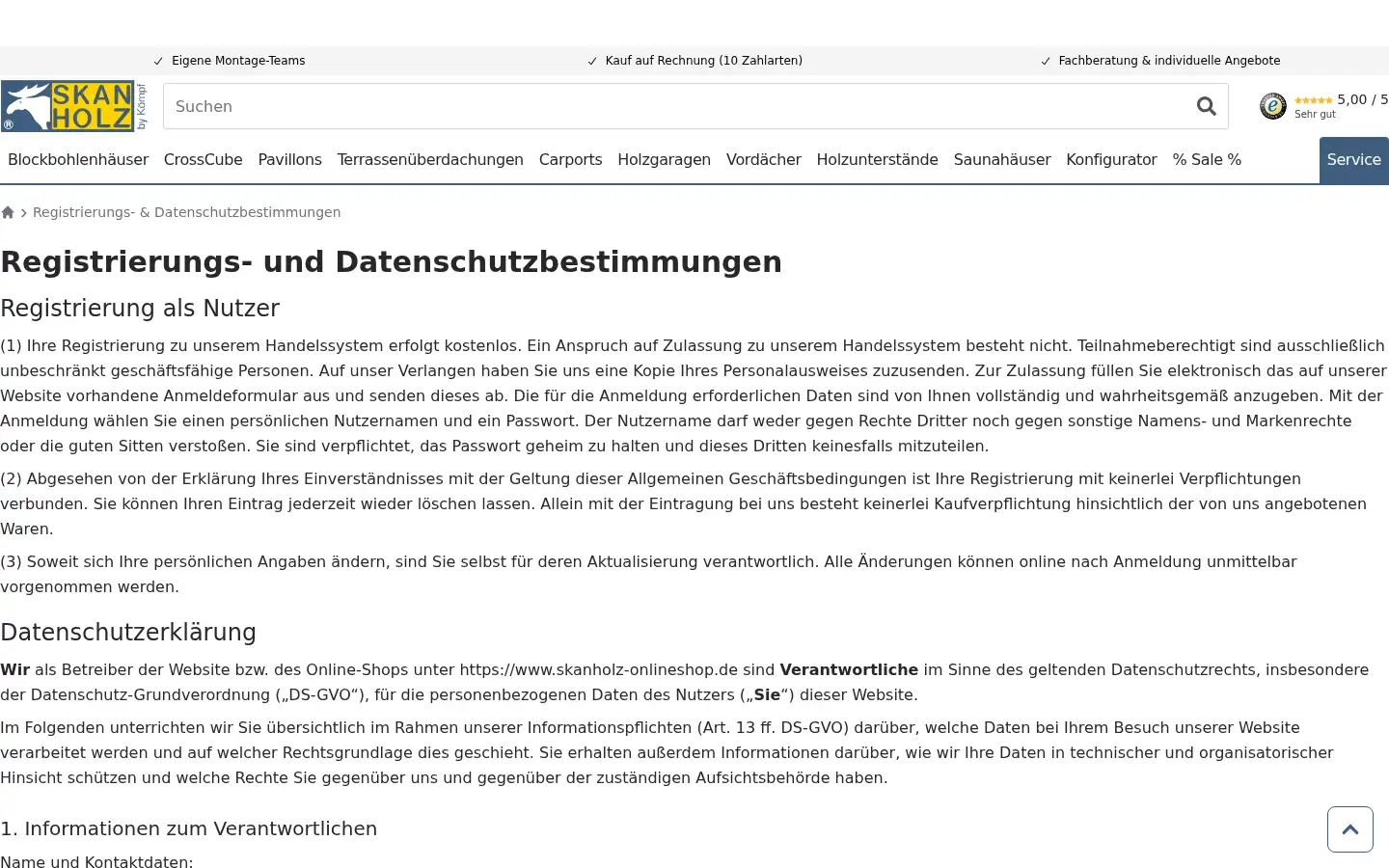 Screenshot of skanholz-onlineshop.de