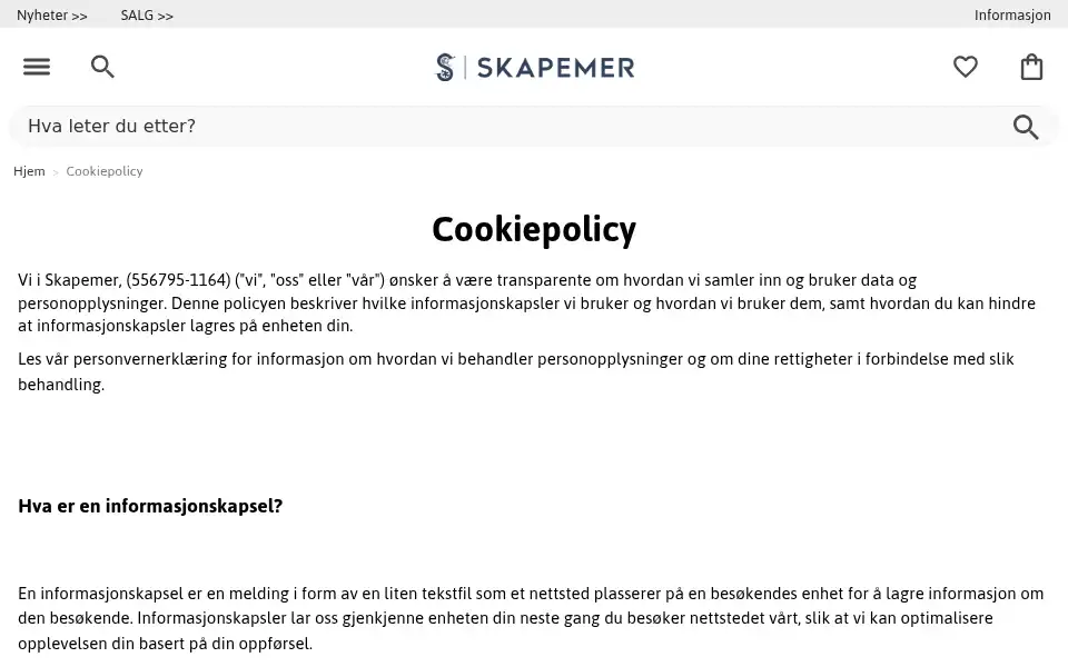 Screenshot of skapemer.no