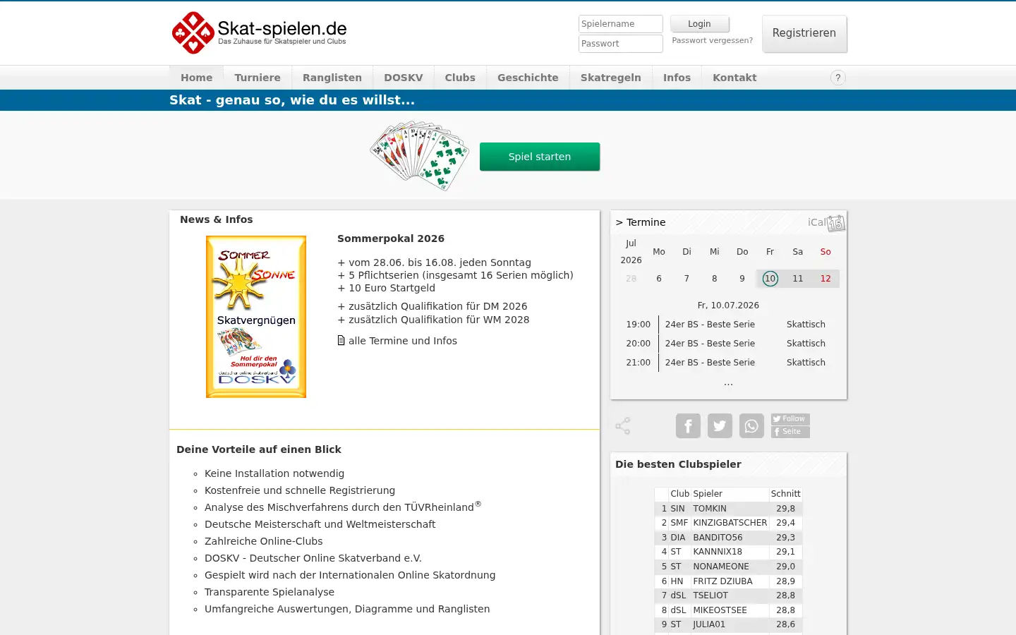 Screenshot of skat-spielen.de