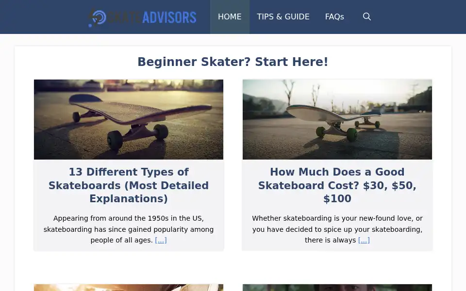 Screenshot of skateadvisors.com