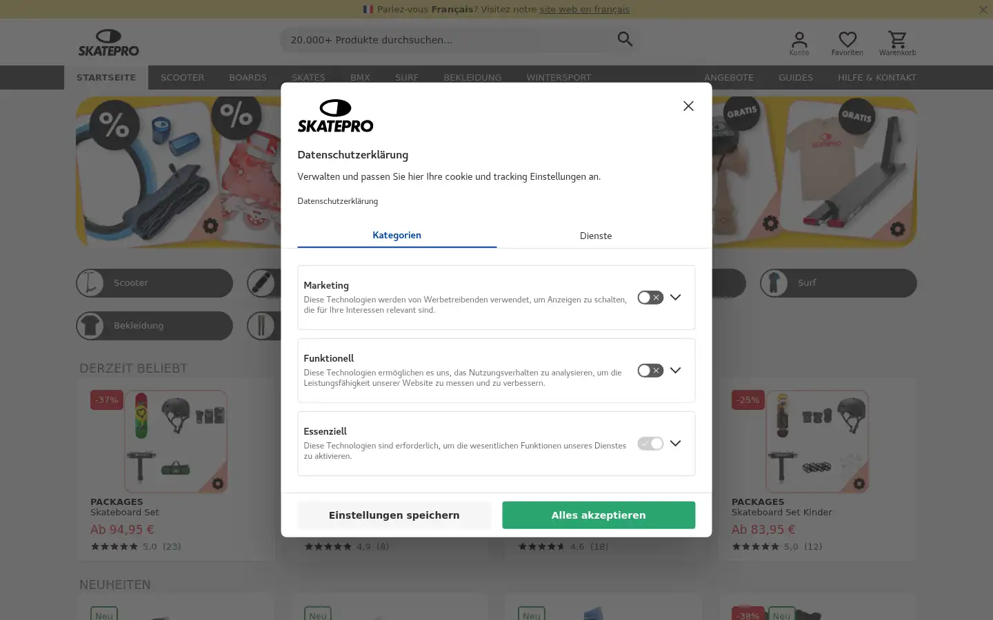 Screenshot of skatepro.de