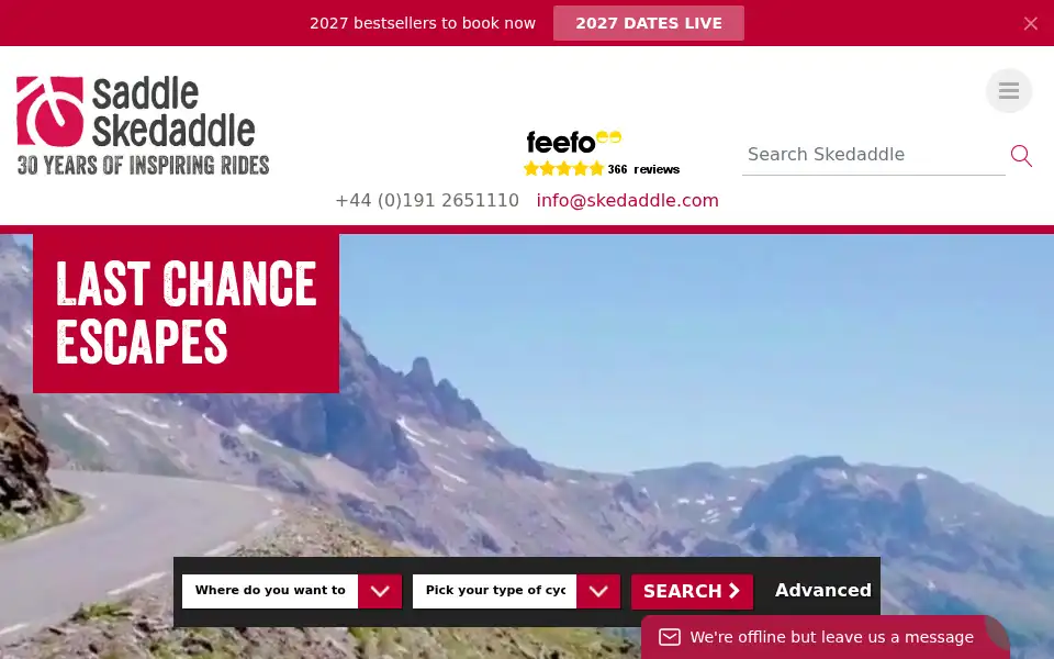 Screenshot of skedaddle.co.uk