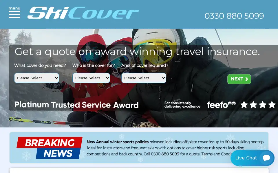 Screenshot of skicover.com