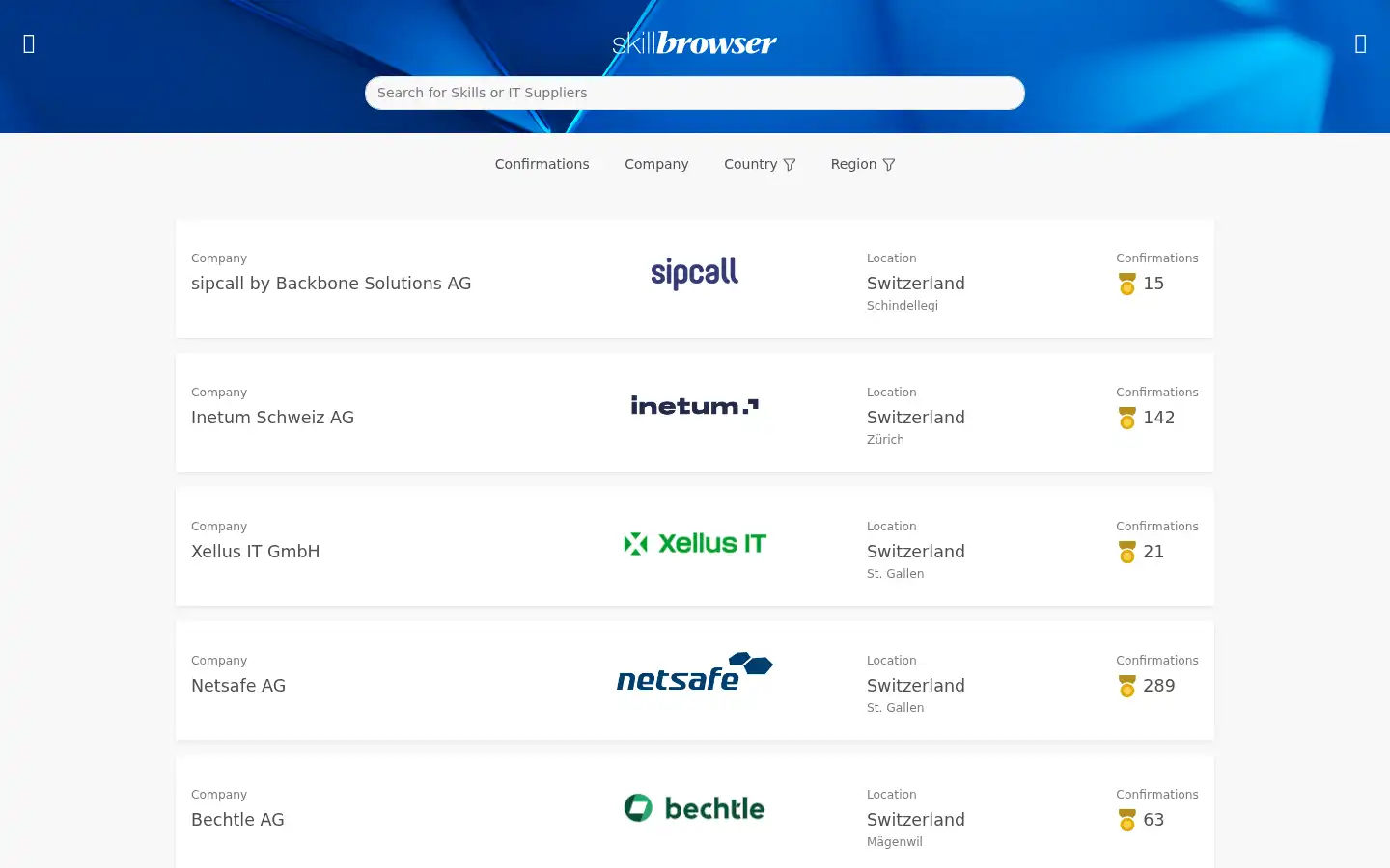 Screenshot of skillbrowser.com
