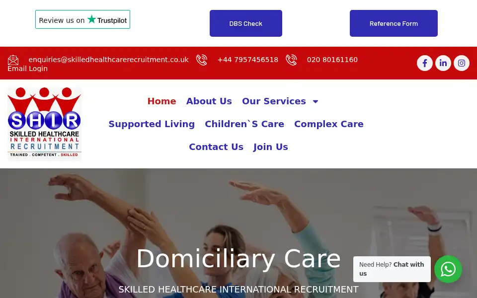 Screenshot of skilledhealthcarerecruitment.co.uk