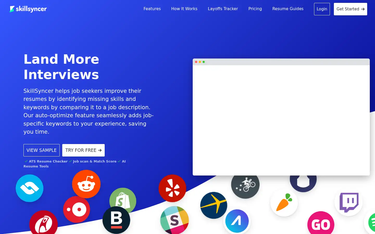 Screenshot of skillsyncer.com