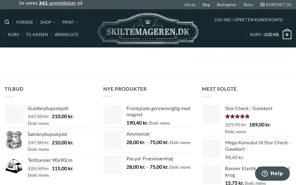 Screenshot of skiltemageren.dk
