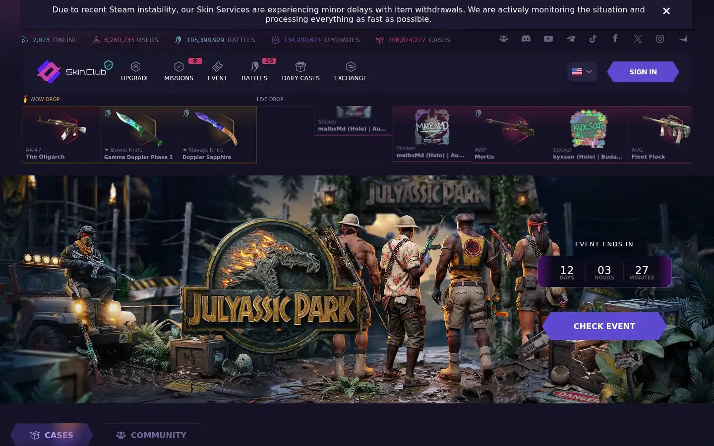 Screenshot of skin.club