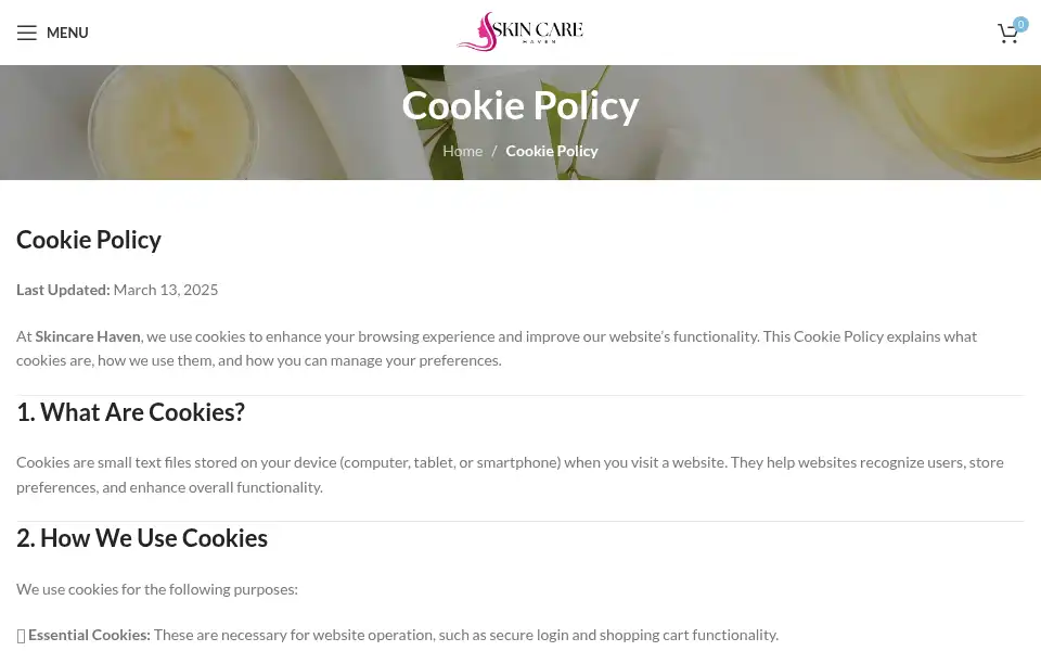 Screenshot of skincarehaven.store