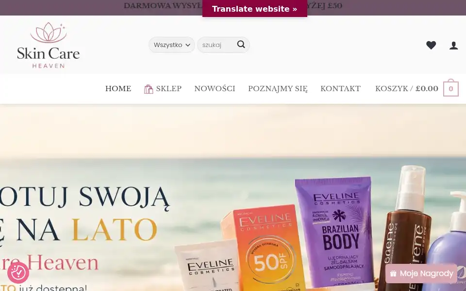Screenshot of skincareheaven.co.uk