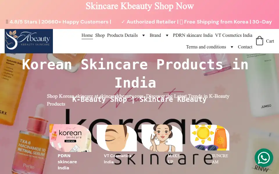 Screenshot of skincarekbeauty.com
