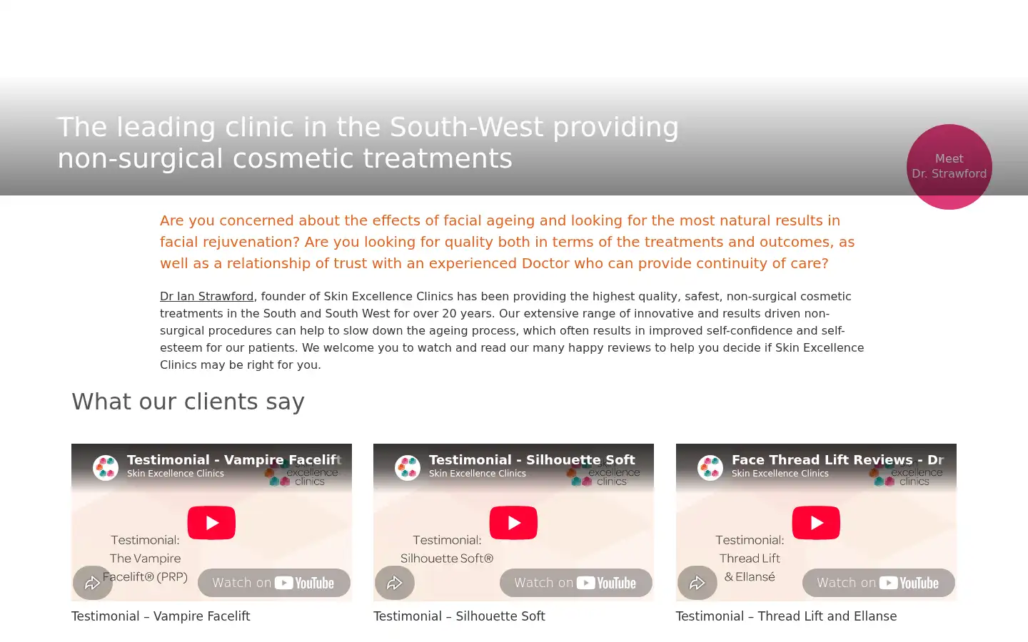 Screenshot of skinexcellenceclinics.co.uk