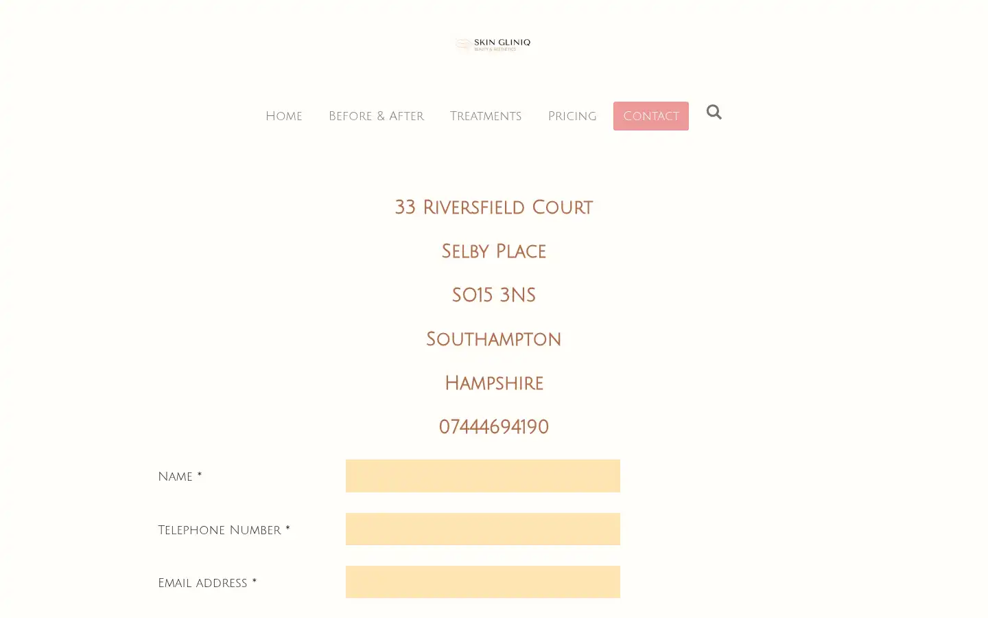 Screenshot of skingliniq.co.uk