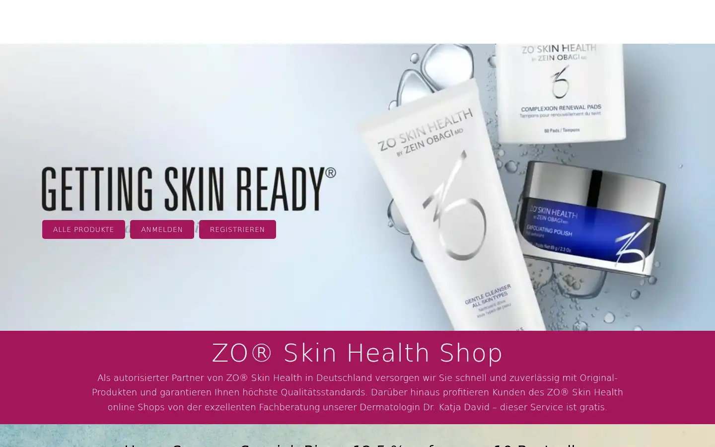 Screenshot of skinhealthshop.de
