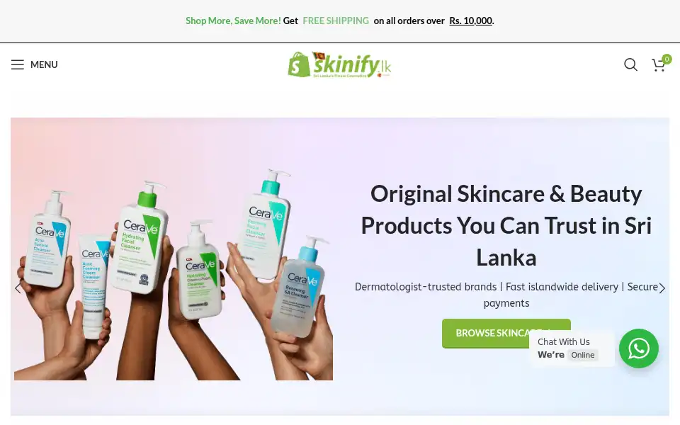 Screenshot of skinify.lk