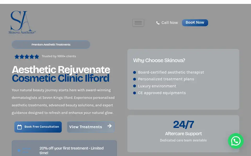 Screenshot of skinovaaesthetics.com