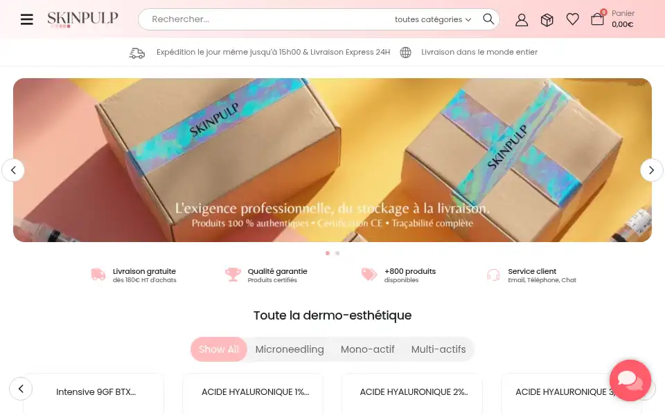 Screenshot of skinpulp.com
